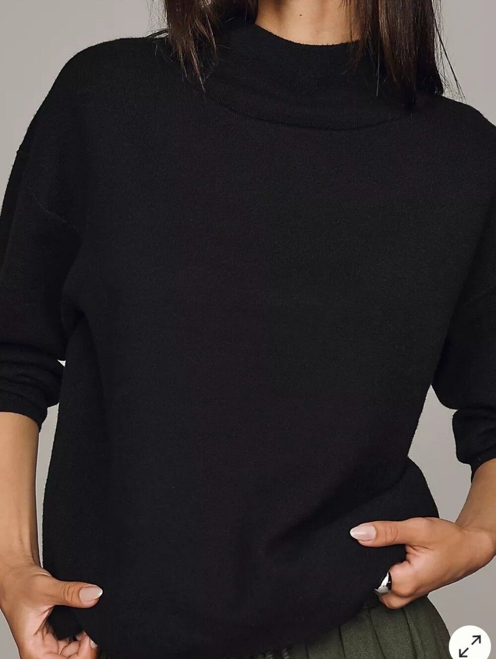 Free People Black Mock Turtleneck Cropped Sweater Cashmere